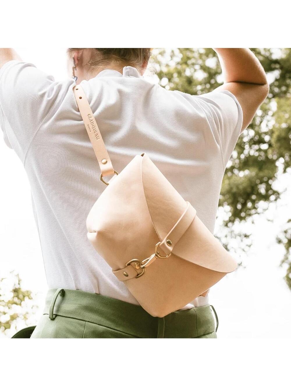 Glad & Young Studio "The Big Sister" Natural Leather Crossbody/ Fanny Pack